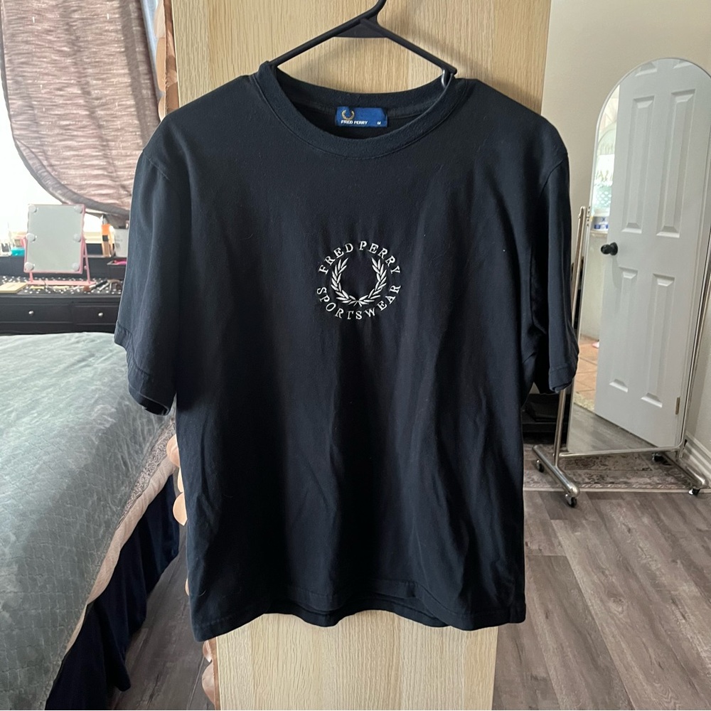 Fred Perry Mens Sportswear Embroidered Logo T-Shirt Black Cotton M9185 Size M